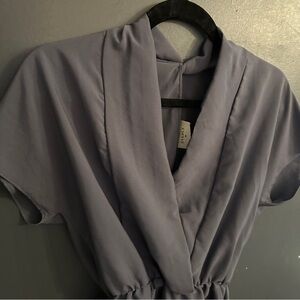 Gray Everly Wrap Blouse with Cinched Waist | Size Small